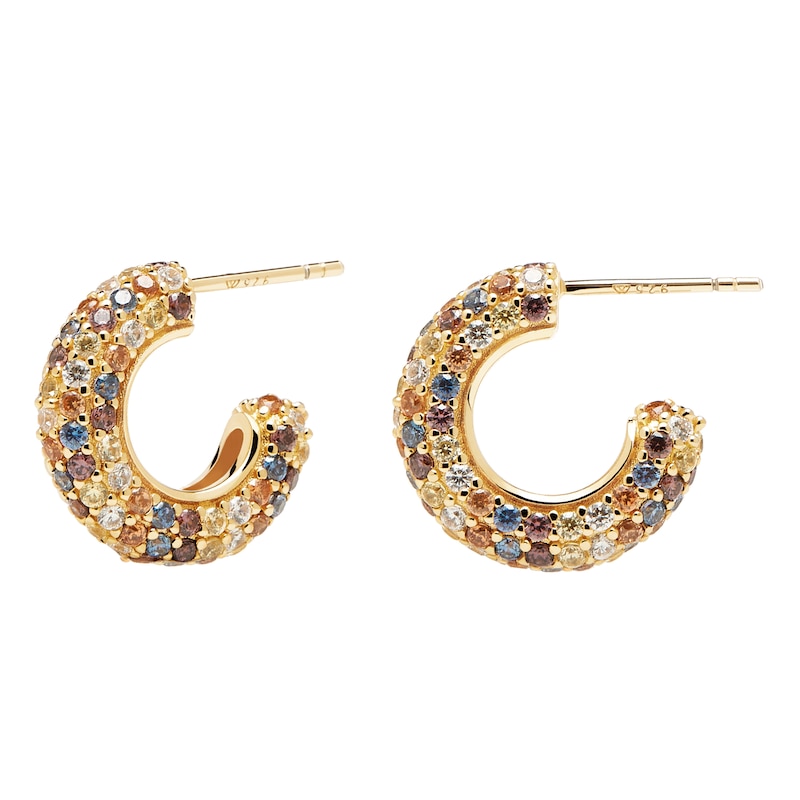 Main Image 1 of PDPAOLA  18ct Gold Plated Zircoinia Half Hoop Earrings
