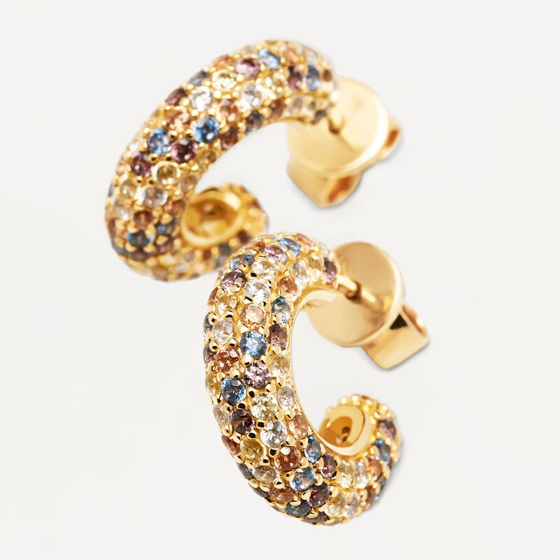 Main Image 3 of PDPAOLA  18ct Gold Plated Zircoinia Half Hoop Earrings