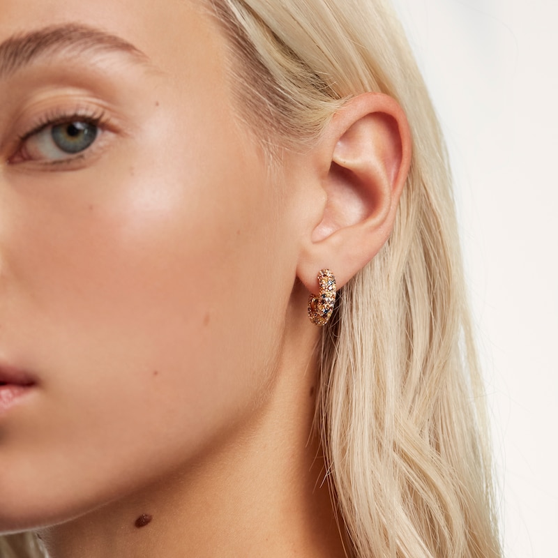 Main Image 6 of PDPAOLA  18ct Gold Plated Zircoinia Half Hoop Earrings