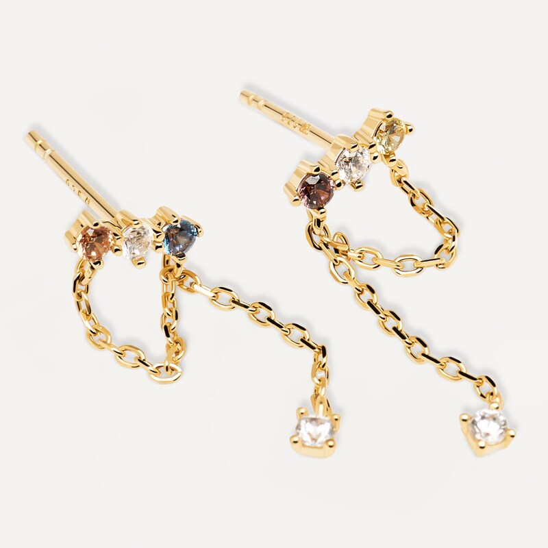 Main Image 2 of PDPAOLA  18ct Gold Plated Zirconia Stud Earrings
