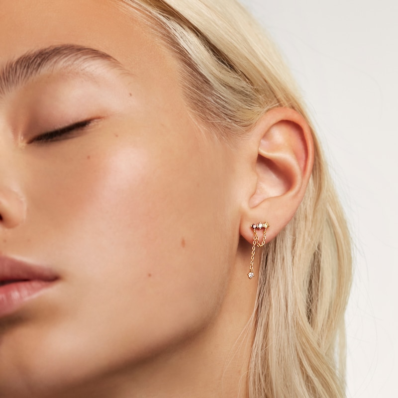 Main Image 4 of PDPAOLA  18ct Gold Plated Zirconia Stud Earrings