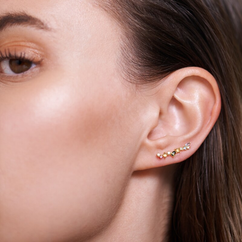Main Image 3 of PDPAOLA  Euphoria 18ct Gold Plated Gemstone Stud Earrings