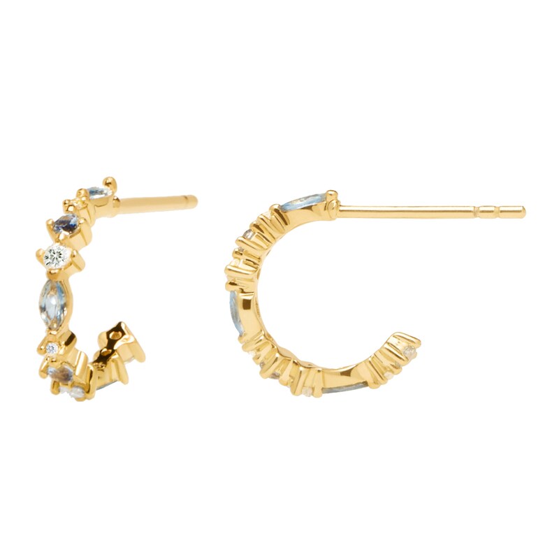 PDPAOLA  Ombre 18ct Gold Plated Gemstone Half Hoop Earrings