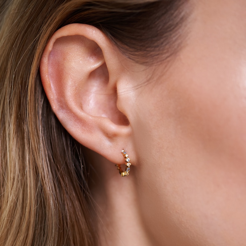 PDPAOLA  Ombre 18ct Gold Plated Gemstone Half Hoop Earrings