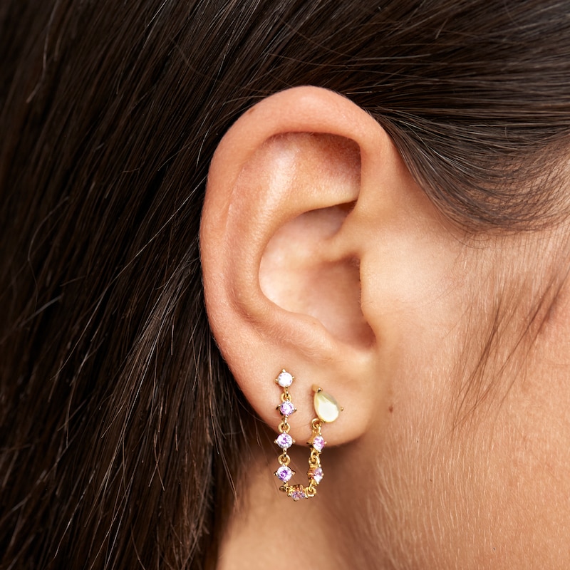 Main Image 3 of PDPAOLA  Joanne 18ct Gold Plated Zirconia Stud Earrings