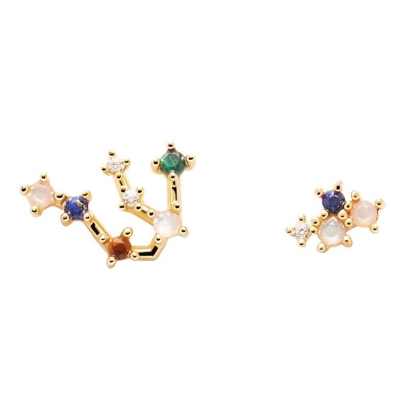 Main Image 1 of PDPAOLA  Aquarius 18ct Gold Plated Gemstones Stud Earrings