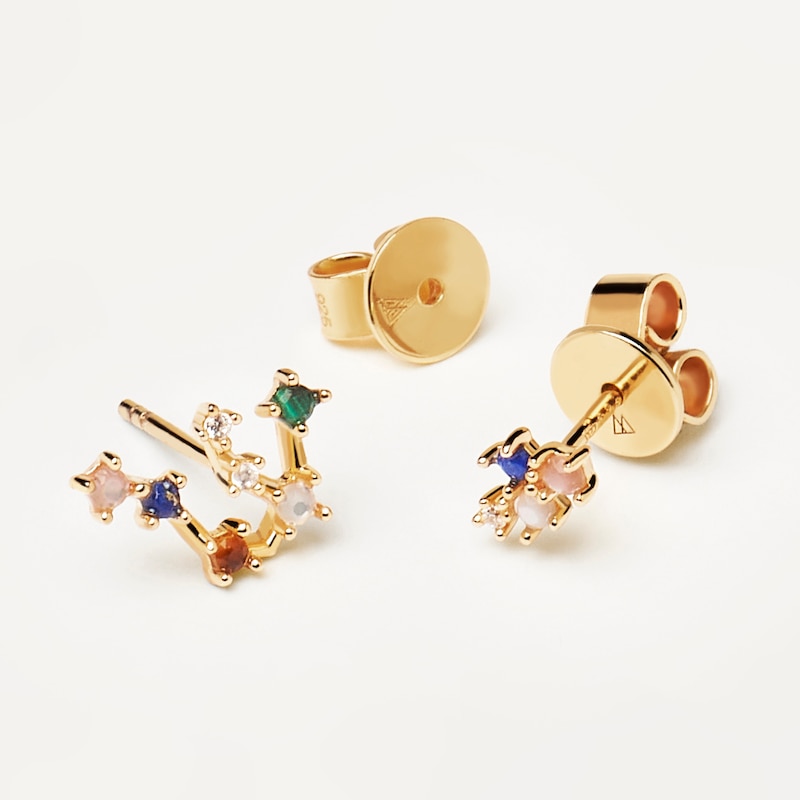 Main Image 2 of PDPAOLA  Aquarius 18ct Gold Plated Gemstones Stud Earrings