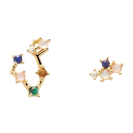PDPAOLA  Pisces 18ct Gold Plated Gemstones Stud Earrings