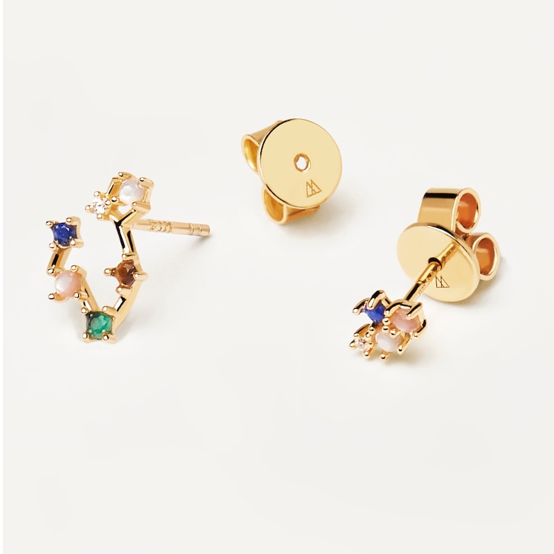 PDPAOLA  Pisces 18ct Gold Plated Gemstones Stud Earrings