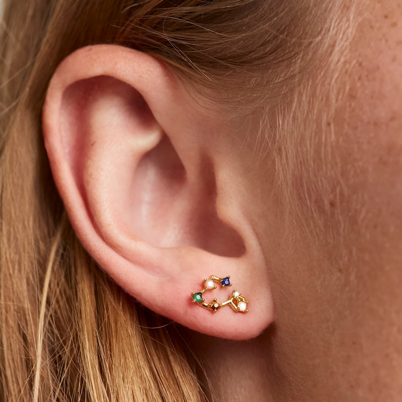 Main Image 3 of PDPAOLA  Pisces 18ct Gold Plated Gemstones Stud Earrings