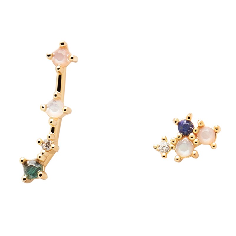 PDPAOLA  Aries 18ct Gold Plated Gemstones Stud Earrings