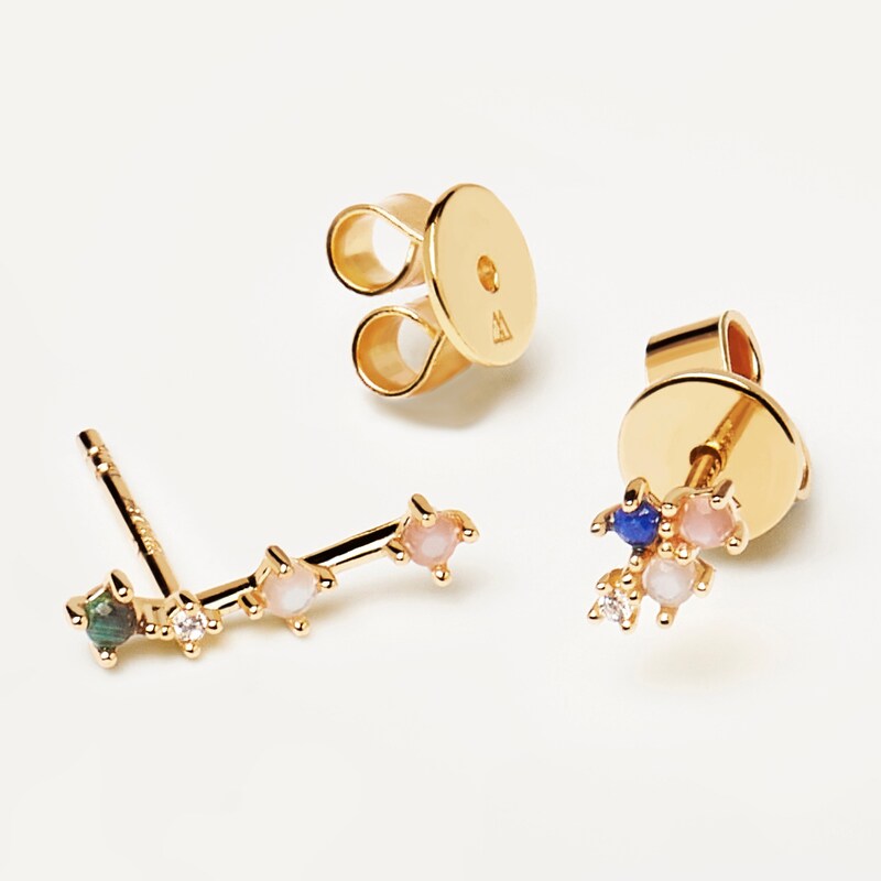 Main Image 2 of PDPAOLA  Aries 18ct Gold Plated Gemstones Stud Earrings