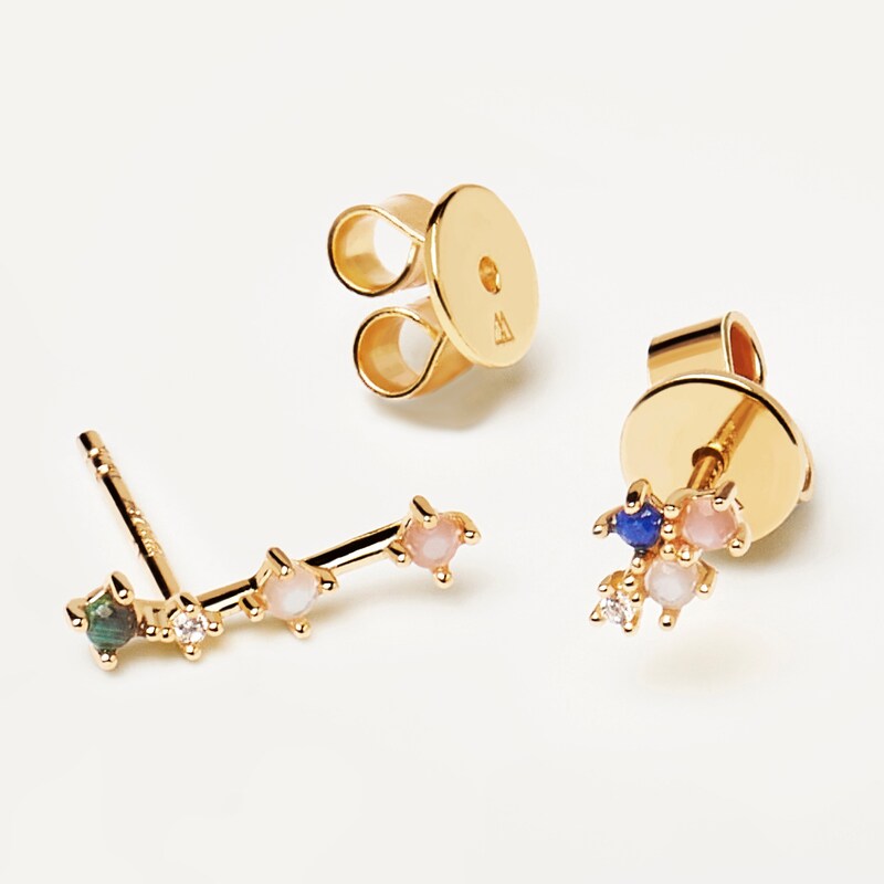 PDPAOLA  Aries 18ct Gold Plated Gemstones Stud Earrings