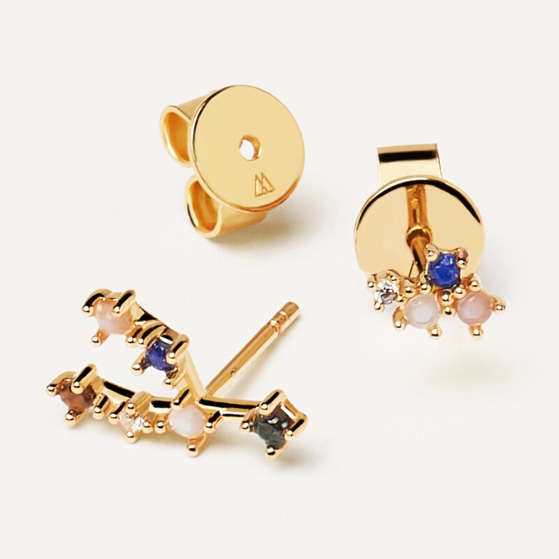 PDPAOLA  Taurus 18ct Gold Plated Gemstones Stud Earrings