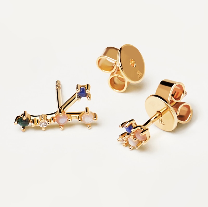 Main Image 2 of PDPAOLA  Cancer 18ct Gold Plated Gemstones Stud Earrings