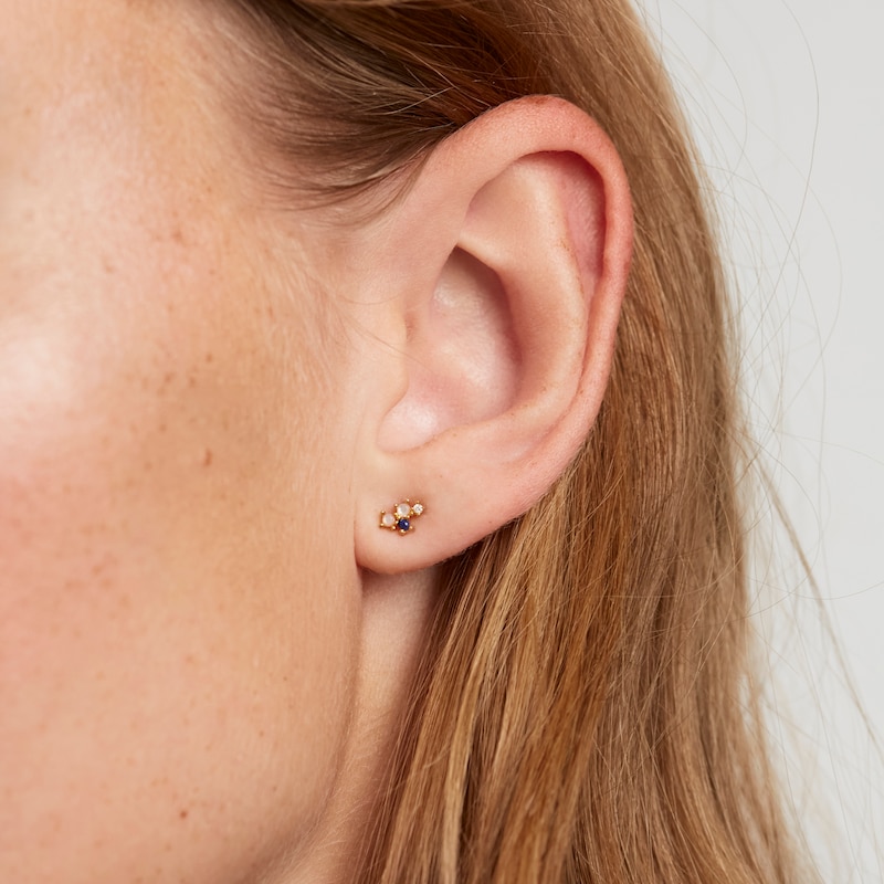 Main Image 4 of PDPAOLA  Cancer 18ct Gold Plated Gemstones Stud Earrings