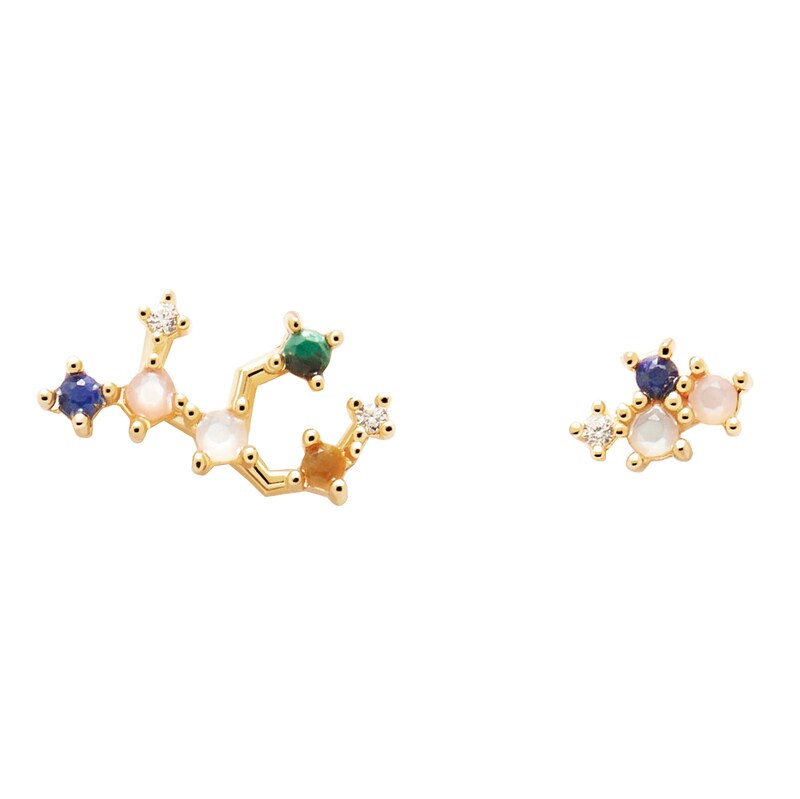 Main Image 1 of PDPAOLA  Virgo 18ct Gold Plated Gemstones Stud Earrings
