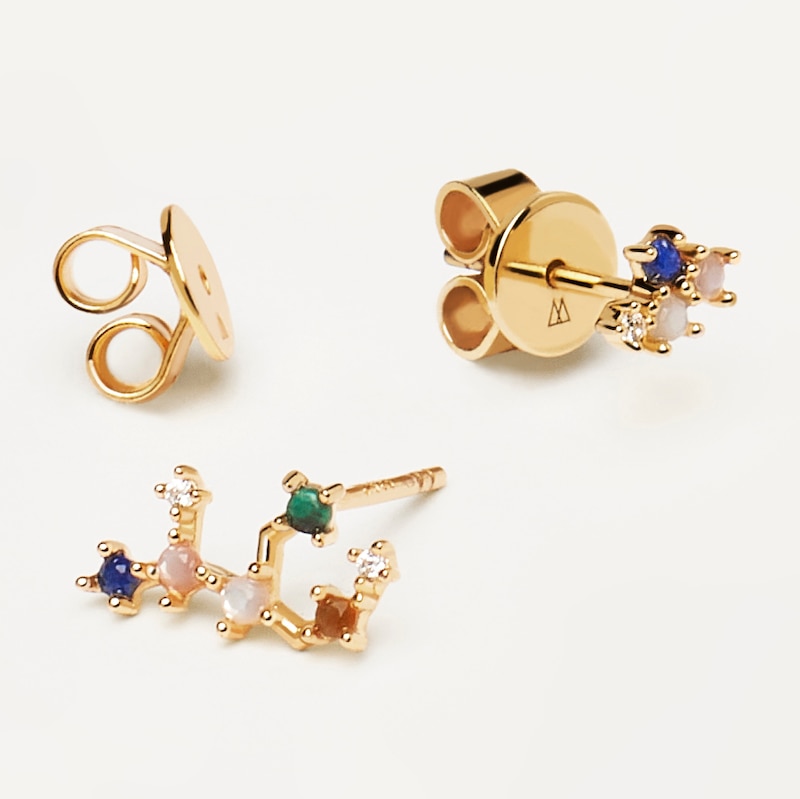 PDPAOLA  Virgo 18ct Gold Plated Gemstones Stud Earrings