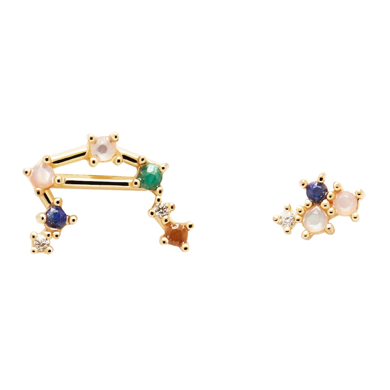 Main Image 1 of PDPAOLA  Libra 18ct Gold Plated Gemstones Stud Earrings