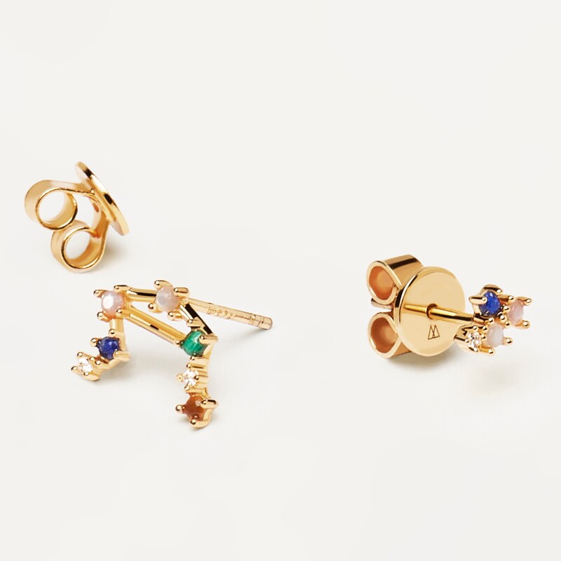 Main Image 2 of PDPAOLA  Libra 18ct Gold Plated Gemstones Stud Earrings
