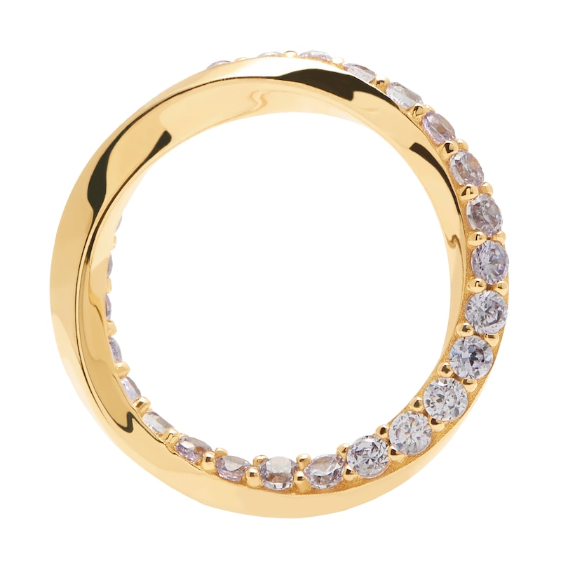 Main Image 2 of PDPAOLA Cavalier 18ct Gold Plated Zirconia Ring Size L