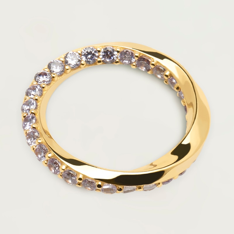 Main Image 3 of PDPAOLA Cavalier 18ct Gold Plated Zirconia Ring Size L