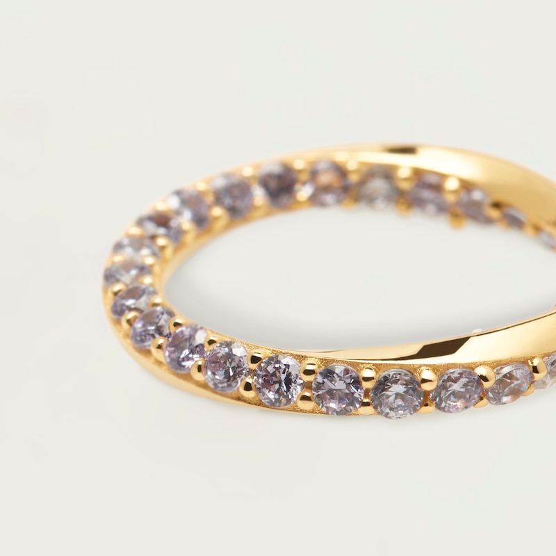 Main Image 4 of PDPAOLA Cavalier 18ct Gold Plated Zirconia Ring Size L