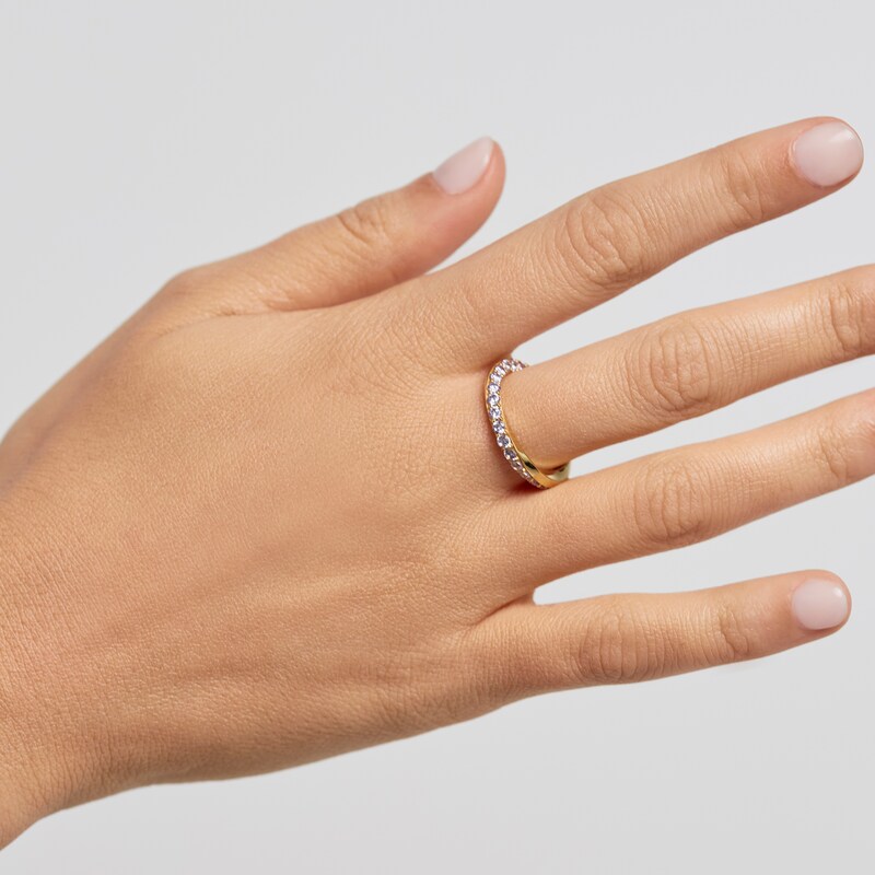 Main Image 5 of PDPAOLA Cavalier 18ct Gold Plated Zirconia Ring Size L