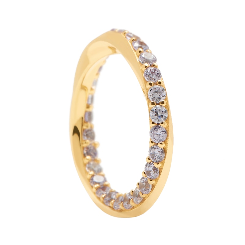 PDPAOLA  Cavalier 18ct Gold Plated Zirconia Ring Size M-N