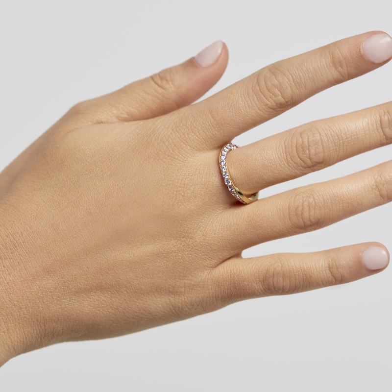 Main Image 4 of PDPAOLA  Cavalier 18ct Gold Plated Zirconia Ring Size M-N