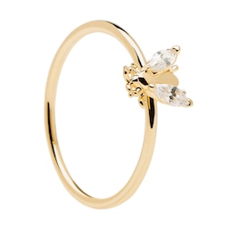 PDPAOLA  Buzz 18ct Gold Plated Zirconia Ring Size L