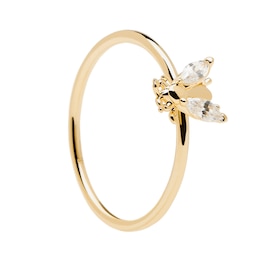 PDPAOLA  Buzz 18ct Gold Plated Zirconia Ring Size M-N