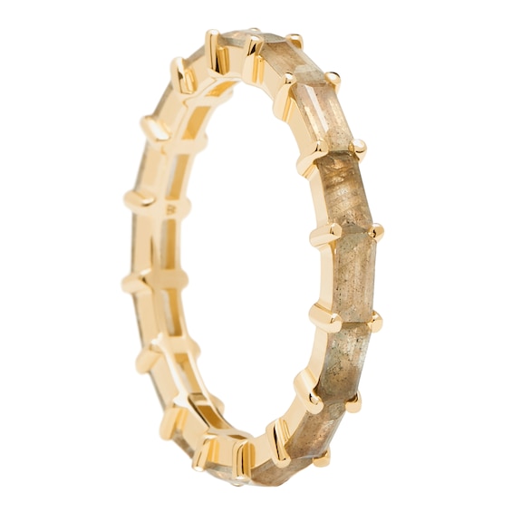 PDPAOLA Pistil 18ct Gold Plated Silver Gemstone Ring Size L