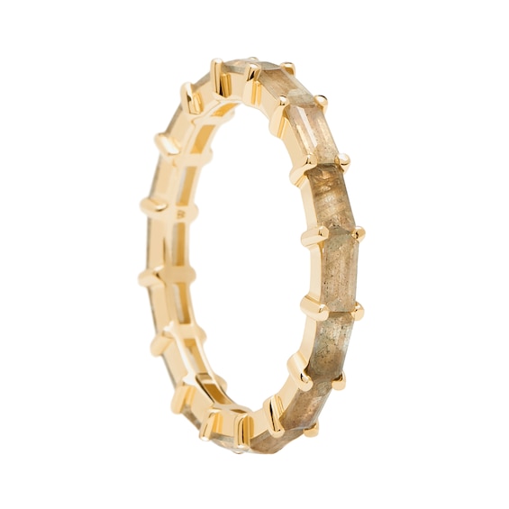 PDPAOLA Pistil 18ct Gold Plated Gemstone Ring Size M-N