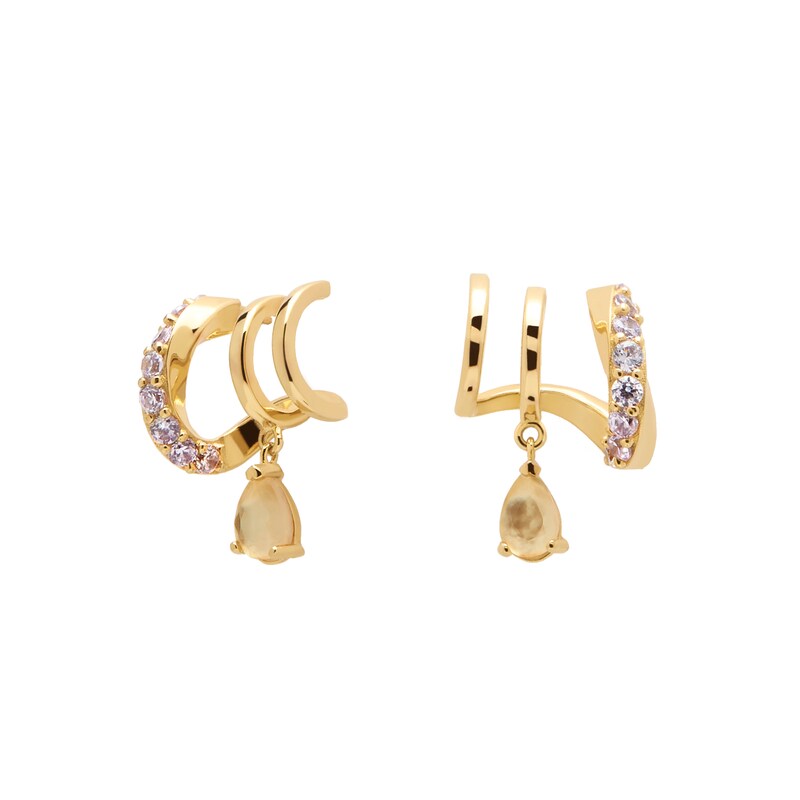 PDPAOLA  Lumiere 18ct Gold Plated Gemstone Hoop Earrings