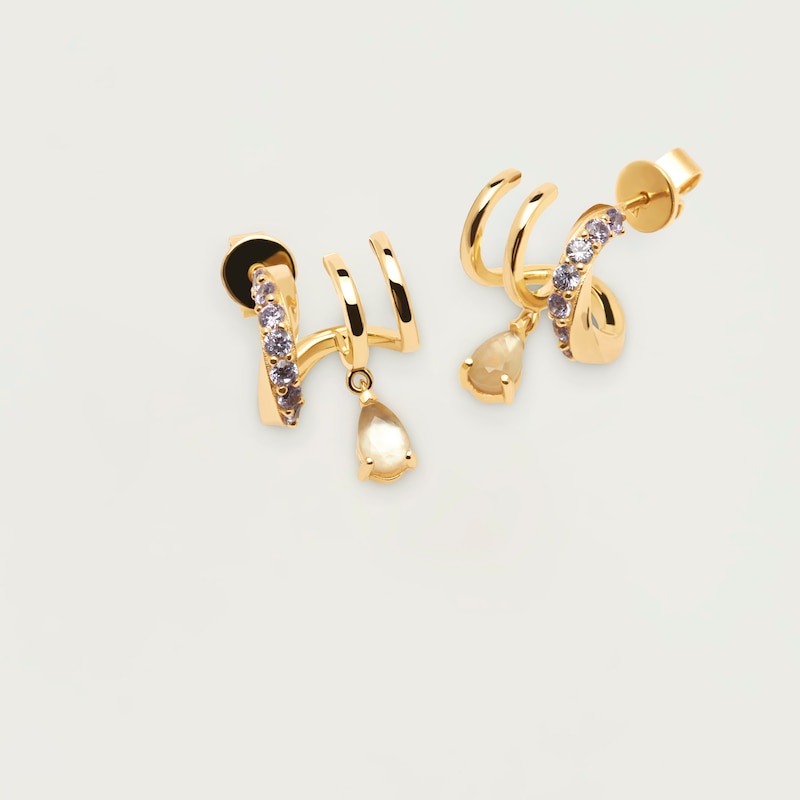 PDPAOLA  Lumiere 18ct Gold Plated Gemstone Hoop Earrings