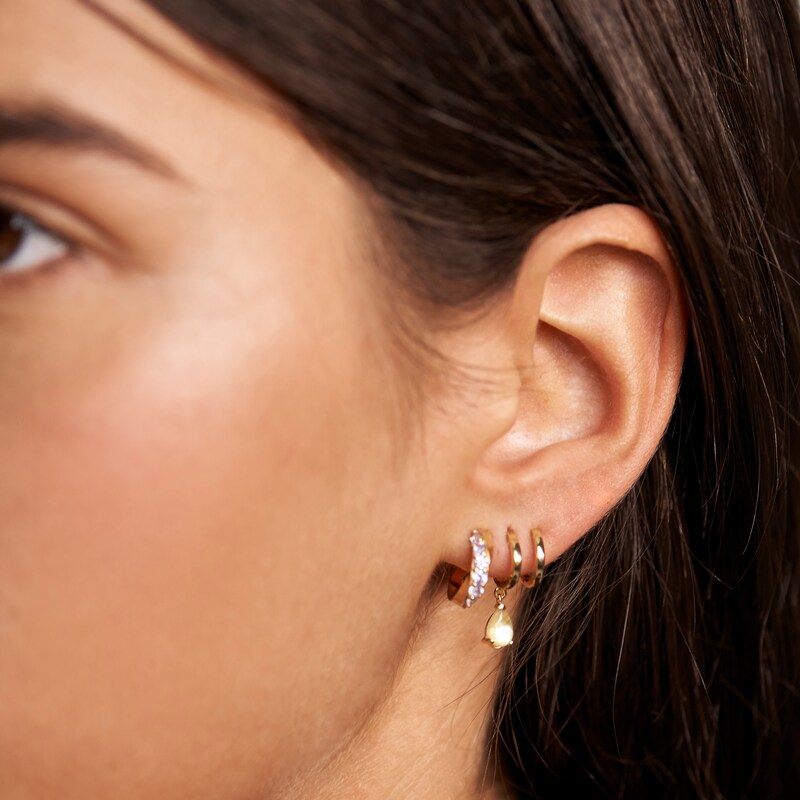 PDPAOLA  Lumiere 18ct Gold Plated Gemstone Hoop Earrings
