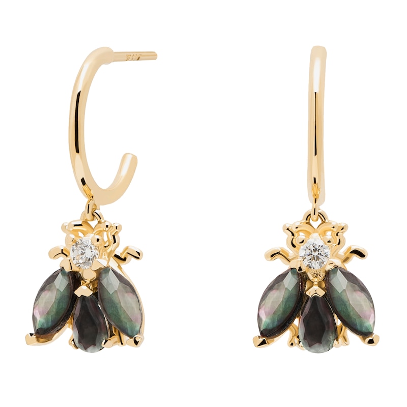 Main Image 1 of PDPAOLA  Zaza 18ct Gold Plated Gemstone Half Hoop Earrings