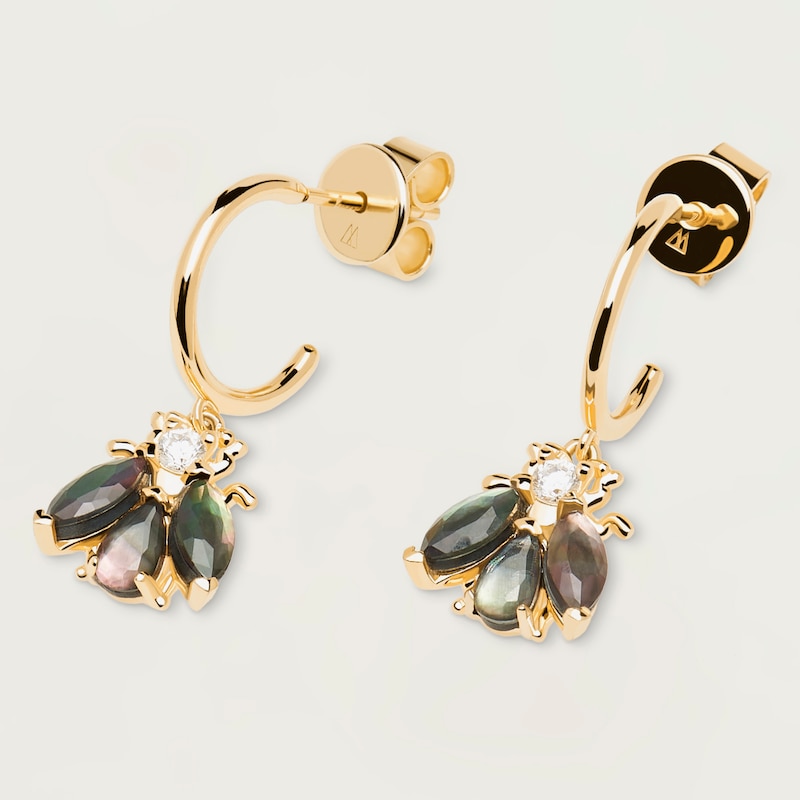 Main Image 2 of PDPAOLA  Zaza 18ct Gold Plated Gemstone Half Hoop Earrings