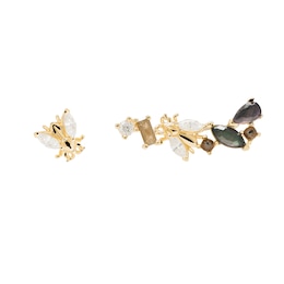 PDPAOLA  Revery 18ct Gold Plated Gemstone Stud Earrings