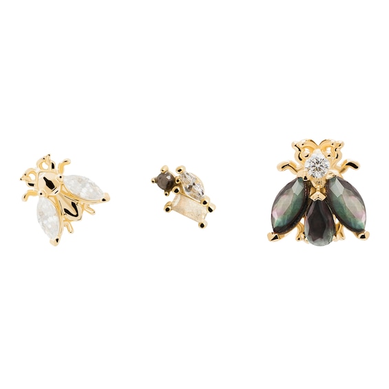 PDPAOLA La Bamba 18ct Gold Plated Gemstone Studs (Set of 3)