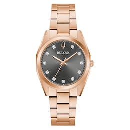 Bulova Classic Surveyor Ladies' Diamond Dot Rose Gold Tone Bracelet Watch