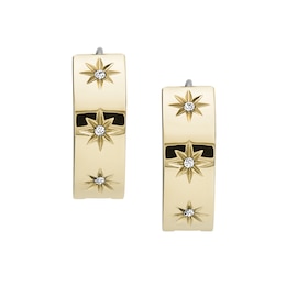 Fossil Sutton Shine Bright Gold Tone Hoop Earrings