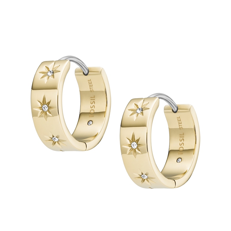 Fossil Sutton Shine Bright Gold Tone Hoop Earrings