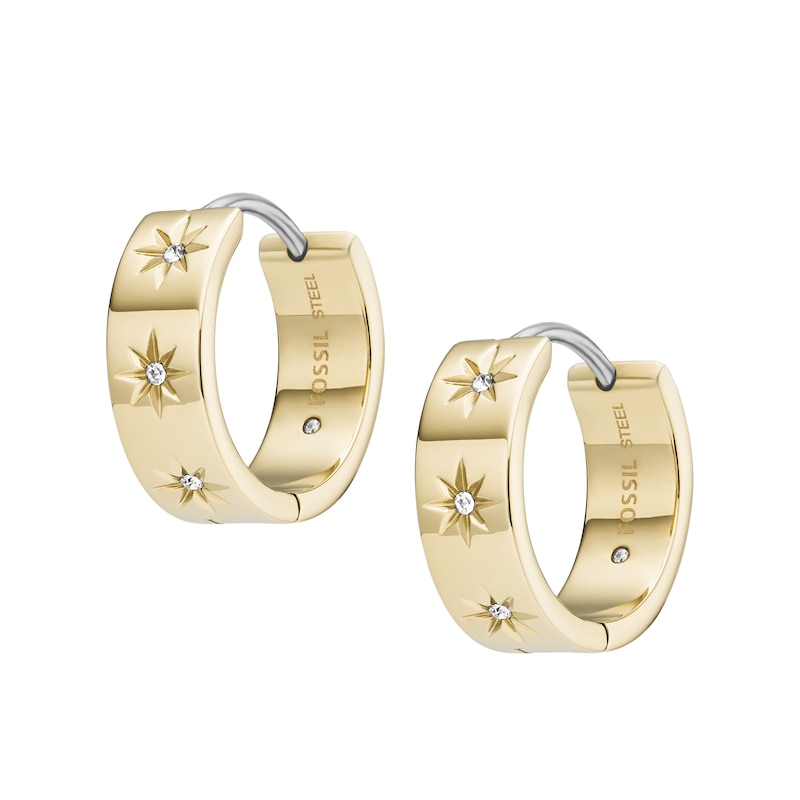 Main Image 2 of Fossil Sutton Shine Bright Gold Tone Hoop Earrings
