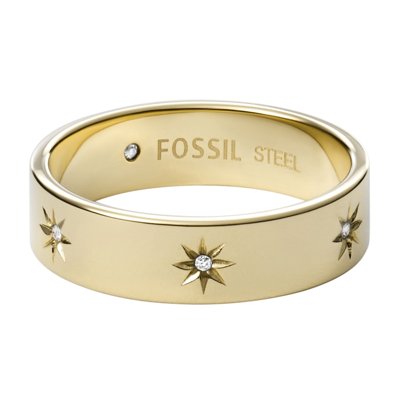 Fossil Sutton Shine Bright Gold Tone Band Ring - Size M