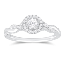 Engagement Ring 9ct White Gold 0.33ct Total Diamond Halo Ring