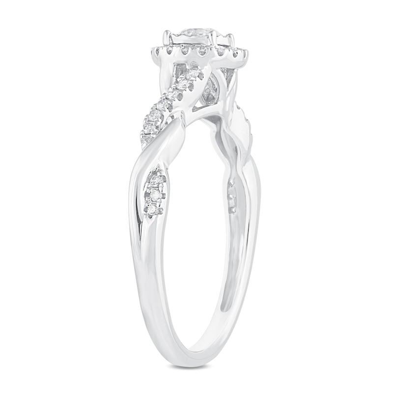 Main Image 2 of Engagement Ring 9ct White Gold 0.33ct Total Diamond Halo Ring