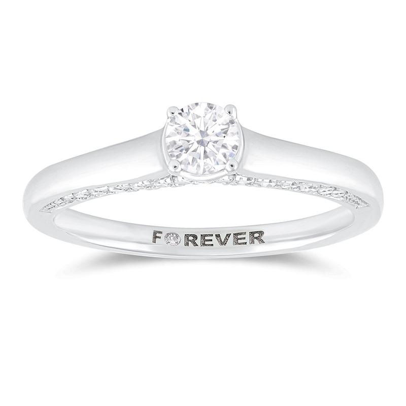 Main Image 1 of Engagement Ring The Forever Diamond 18ct White Gold 0.40ct Total Ring