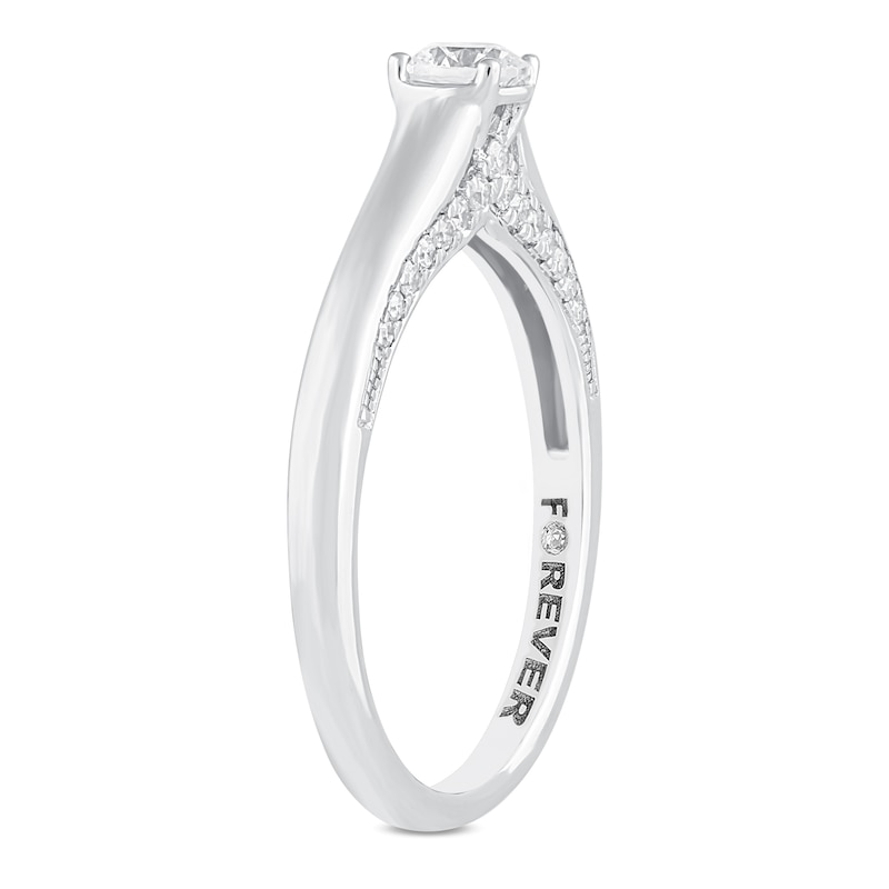 Main Image 2 of Engagement Ring The Forever Diamond 18ct White Gold 0.40ct Total Ring